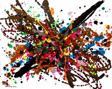 Grand tableau KSPERSEE peinture XXL mixed abstrait toile chassis signe coté