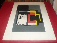 PAUL JEANNIN SUPERBE PEINTURE GOUACHE & EAU-FORTE SIGNEE / ABSTRACTION Ca 1975