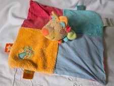 DOUDOU CARRE LION NATTOU BRODER PALMIER  COLLECTION OASIS   PELUCHE ET TISSU