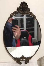 miroir mural ovale ancien en bronze 42 x 27 vintage