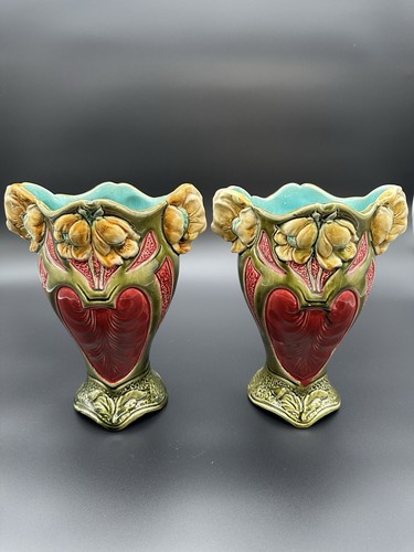 Paire vases barbotine - de,