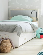 Lit Simple Enfant 90x200cm Blanc Hêtre Inclus. Sommier 80607436