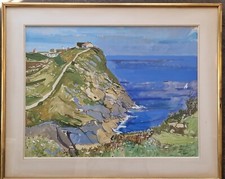 Beau Tableau Grande Gouache Pays Basque? Bord De Mer Signé PAGÈS 1966