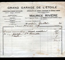 LE PERREUX (94) CONSTRUCTIONS NAVALES / CANOES CANADIENS "Maurice RIVIERE" 1929