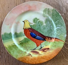 Assiette peinte faisan doré