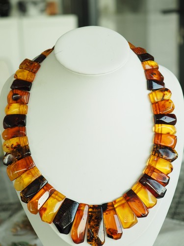 Collier plastron vintage - collier, ambre
