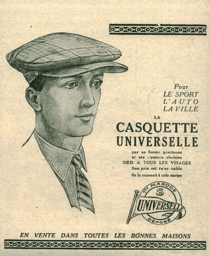 Publicité ancienne casquette