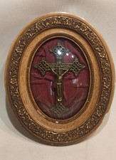 Cadre oval Verre bombé  Crucifix Christ Cadre en Bois massif Platre stuc