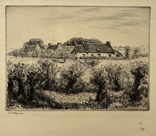 Village bosquet gravure eau - bosquet,