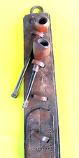 Art Populaire PORTE PIPES en CUIR ARTISANAL fabriqué dans une Ancienne Courroie