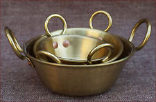 Miniature 3 Brass Basin Jam Preserving Pans for Doll House Kitchen French Coock
