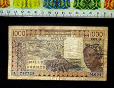 (GB 1,50 ) , billet Afrique de l'Ouest, 1000 francs .