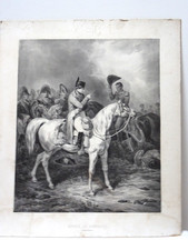 GRANDE ESTAMPE NAPOLEON A AUSTERLITZ,  LITH MARIN LAVIGNE D'APRES H. BELLANGE