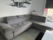 Canapé d'angle convertible 4 places en tissu ALLY 2 coloris gris clair