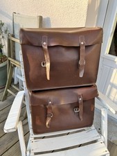 ? Paire De Sacoches Marrons Anciennes  Mobylette Moto 