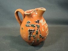 Ancien pichet parlant en terre vernissée poterie vintage bistrot café