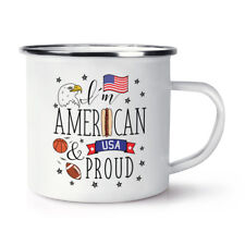 I'M Américain Et Fier Rétro Émail Tasse - USA Drapeau Amérique Camping
