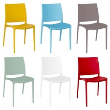 Lot De 6 Chaises Altea Polypropylène Jaune Bleu Céleste Taupe Vert Blanc Rouge