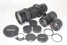Lot de 3 Canon New FD 300mm F/4 + 135mm F/3.5 + FD 50mm F/1.8 S.C. Lens