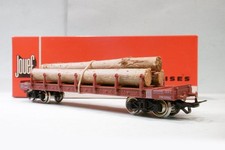Jouef - WAGON PLAT A RANCHERS A BOGIES avec grumes SNCF réf. 6550 BO HO 1/87