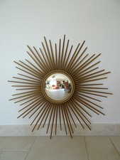 ancien miroir soleil CHATY VALLAURIS bombe sorciere old mirror sunburst 50