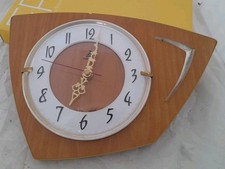 Pendule horloge Formica Vintage - JAZ - Marron - Années 1970