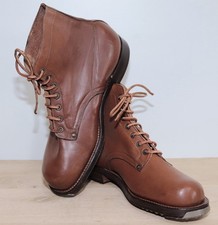 Rare New French 1930s Brown Leather Work Men's Hobnail Ankle Boots 43FR  9,5US