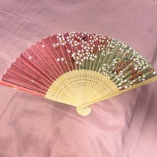 Éventail pliant en soie Asahiou 21 cm 30 côtes rose fleur de cerisier fabriqu...
