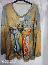 pull imprimé bohême chat taille 50