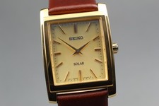 [Presque comme neuf] Seiko Solar V115-0AC0 cadran doré réservoir carré...