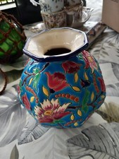 EMAUX de LONGWY - Vase Boule Art Déco Section Octogonale en Faïence ca 1920