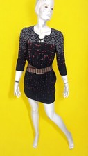 ? Miss Captain Taille 38 ? Superbe robe manches 3/4 noir et rouge polyester