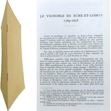 Le vignoble en Eure et Loir 1789 à 1815 Marcel Couturier agriculture viticulture