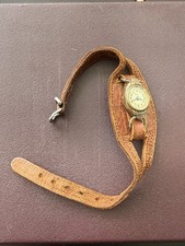 ANCIENNE MONTRE FEMME SUIZEX OR/ARGENT BRACELET CUIR FRANCE