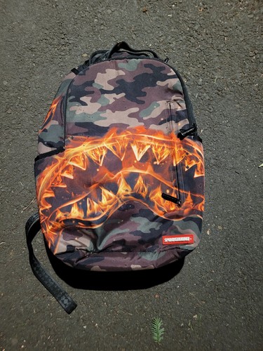 Sprayground camo backpack - backpack, fire
