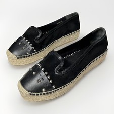 Mocassins espadrilles Alexander McQueen en cuir noir chaussures à enfiler US ...