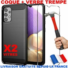 Coque pour Samsung A02s A12 A21s A32 5g A41 A42 A51 En Carbone + Verre Trempé