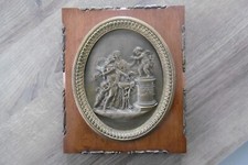 Ancien cadre médaillon bas relief en bronze ange XIX siècle Napoléon III