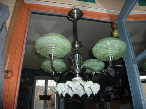 Ancien lustre opaline et - lustre,