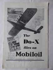 12/1930 PUB VACUUM OIL MOBILOIL DORNIER DO-X FLYING BOAT ORIGINAL AD