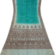 Namaste Vintage Bleu Canard Saris 100% Pure Soie Tissé Sari Indien 4,57 M Tissus