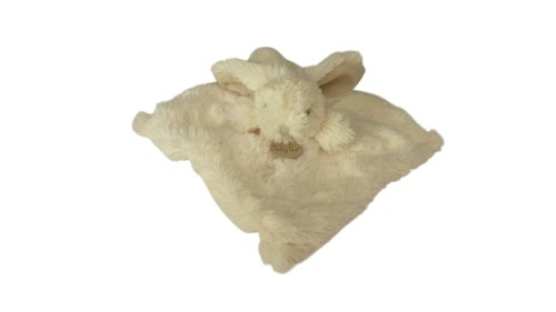 Doudou lapin plat blanc taupe