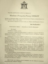 GESLIN Yvert Truelle Saint Evron FAIRE PART Dugue Mac Carthy VAUVRAY 1899