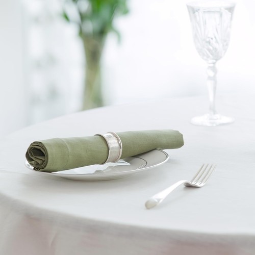 Ivory oval linen tablecloth - ivory,
