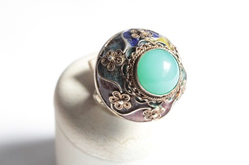 Bague argent vermeil émail