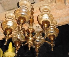 lustre en bronze 6 branches avec verre