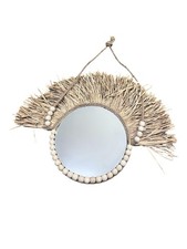 Miroir rond en paille et