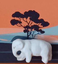 Fève ancienne ELEPHANT biscuit mat Long. 2,8cm