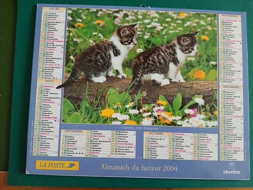 Calendrier des ptt 2004 chats - calendrier,