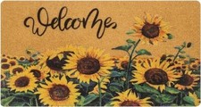 Tapis de bienvenue floral en fibre de coco - Tapis de porte coloré pour entré...